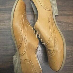 Tan Oxfords Brogues Wingtip Women's Loafer Size 8 Brown Shoe Dress Shoe Leather